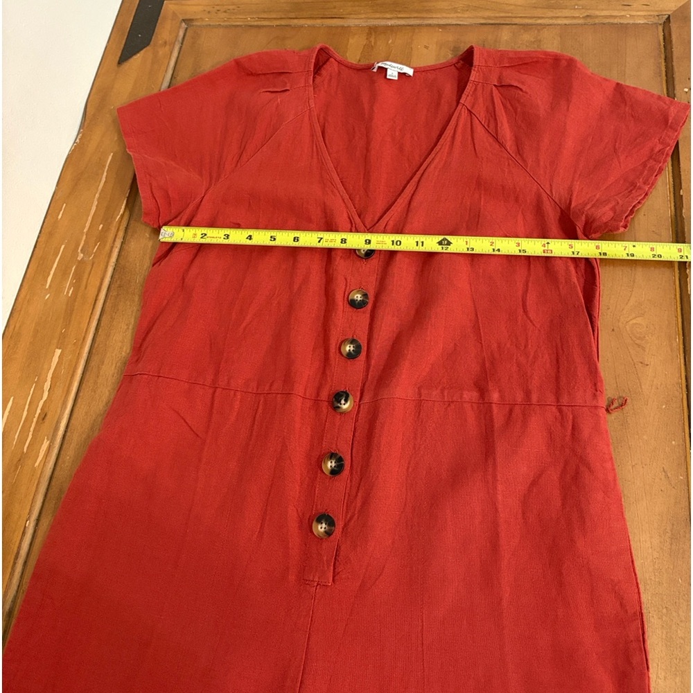 Madewell Linen Brick Red Jumpsuit Size 6 - Picture 8 of 11